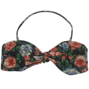 aerie vintage y2k floral strapless tie up bikini top